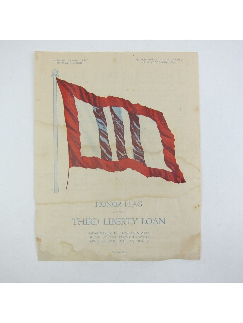 1918 WWI Third Liberty Loan War Bonds Subscriber Poster Promo Handbill Antique